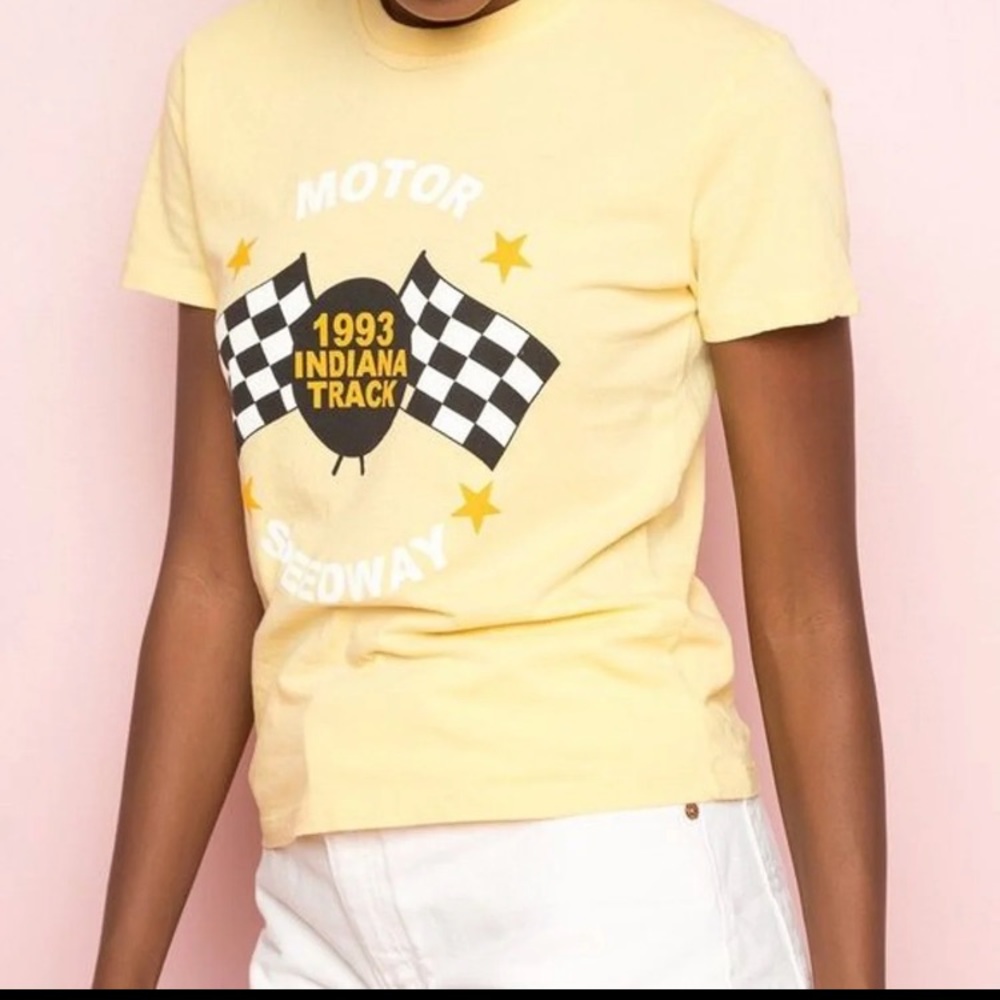 Brandy Melville Yellow Motor‎ Speedway Crop Top